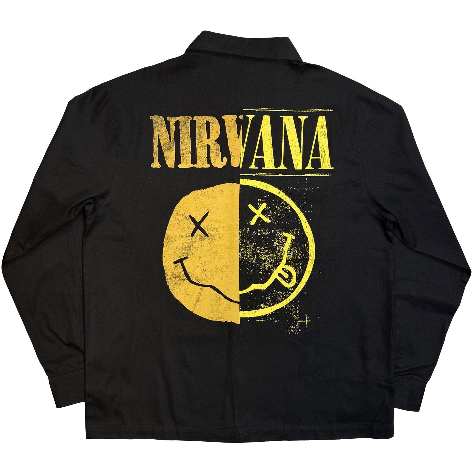 Nirvana Unisex Casual Shirt: Logos Split (Black) (Back Print)