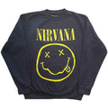 Nirvana Unisex Sweatshirt: Yellow Happy Face (Navy Blue)