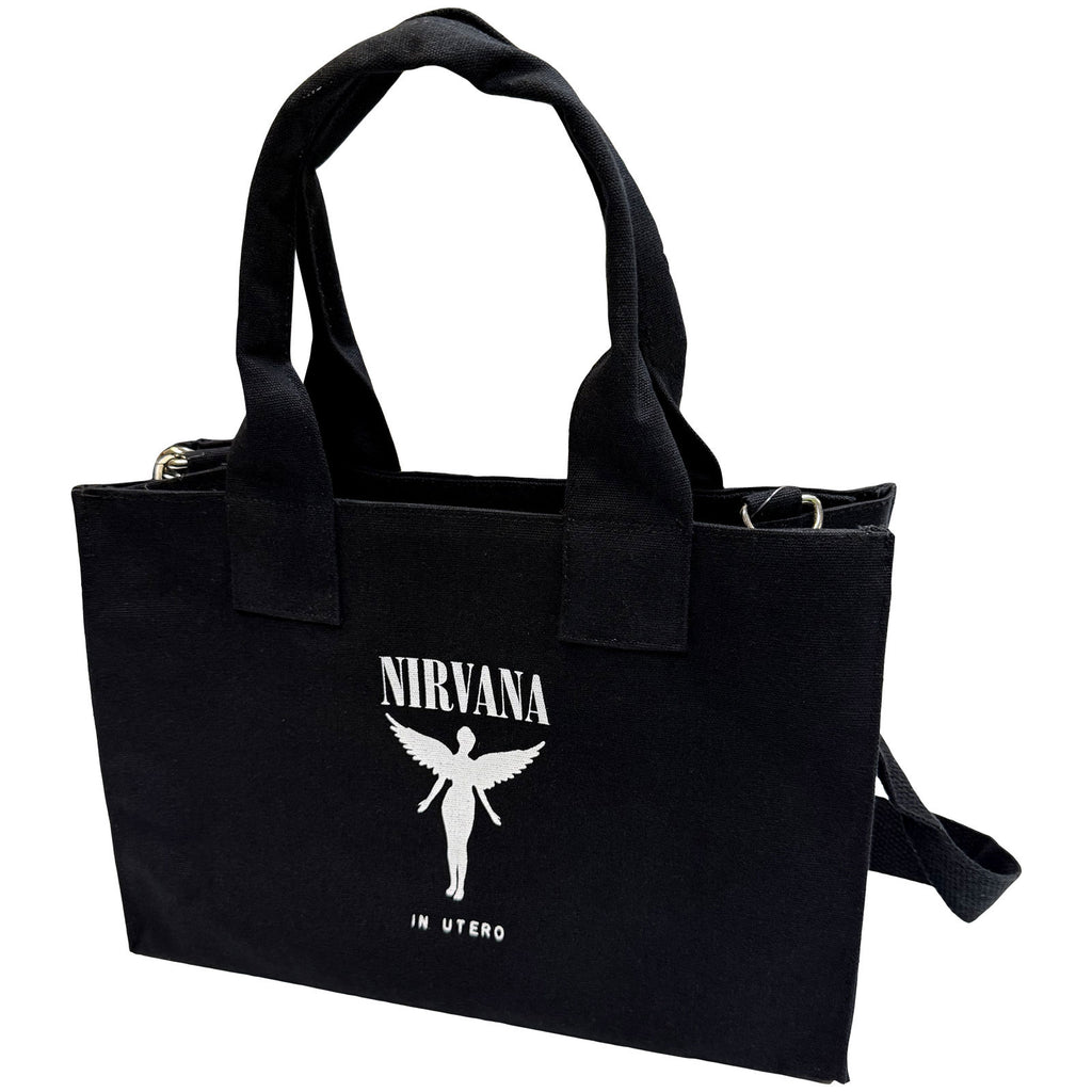 Nirvana Cotton Tote Bag: In Utero (Black) (Back Print)