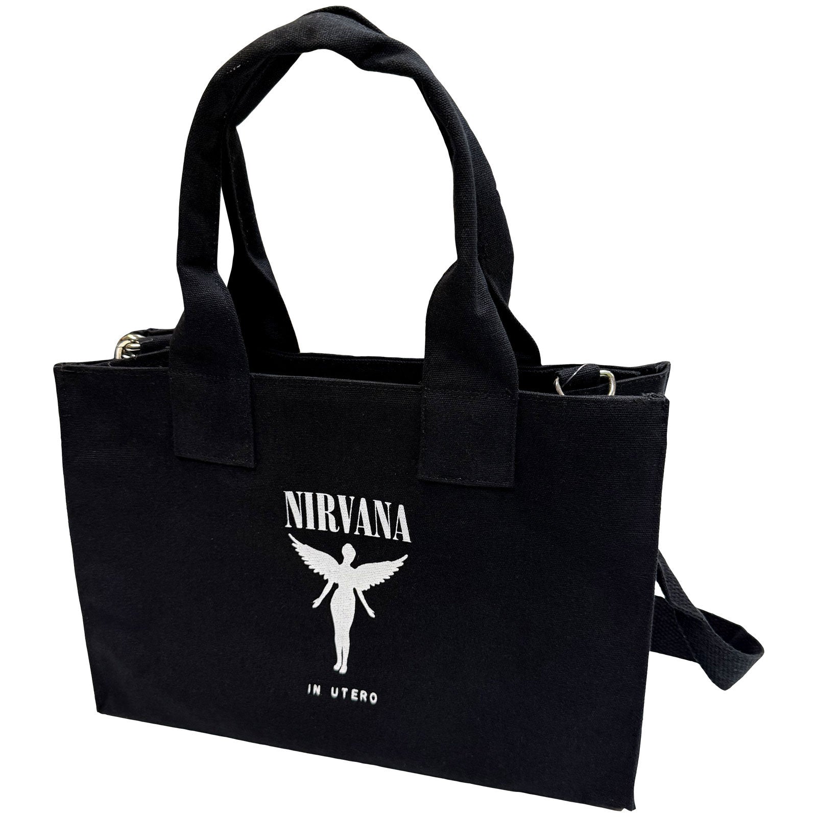 Nirvana Cotton Tote Bag: In Utero (Black) (Back Print)