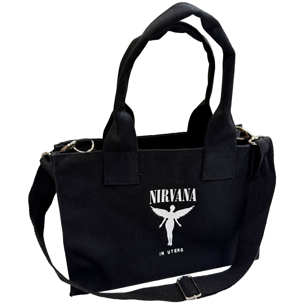 Nirvana Cotton Tote Bag: In Utero (Black) (Back Print)