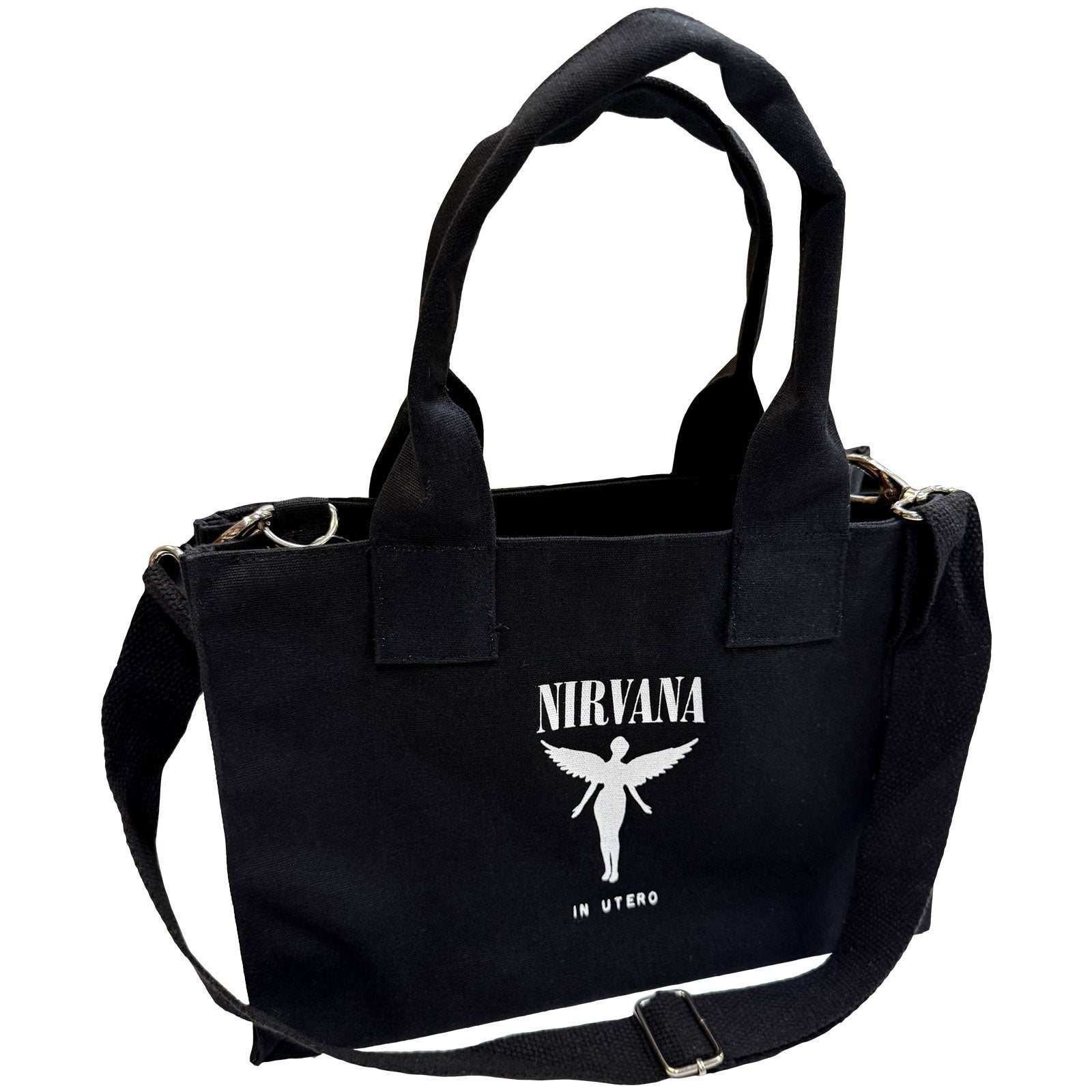 Nirvana Cotton Tote Bag: In Utero (Black) (Back Print)