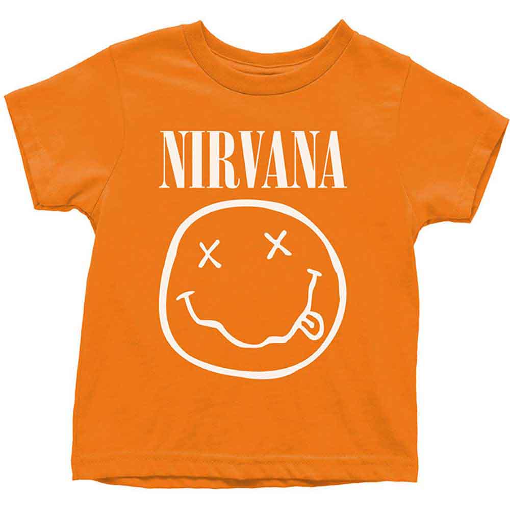Nirvana Kids Toddler T-Shirt: White Happy Face (Orange)