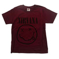 Nirvana Kids T-Shirt: Grey Happy Face (Maroon Red)