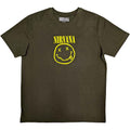 Nirvana Unisex T-Shirt: Yellow Happy Face (Green)