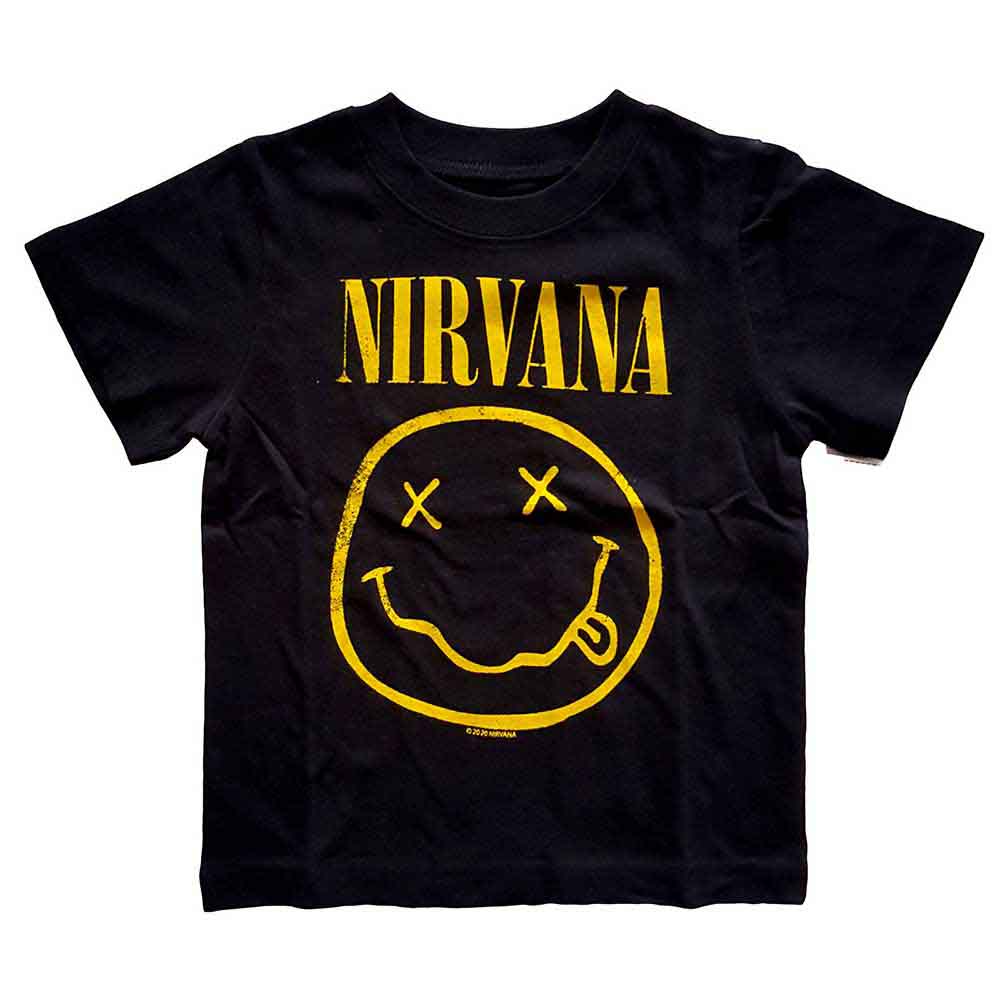 Nirvana Kids Toddler T-Shirt: Yellow Happy Face (Black)