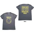 Nirvana Unisex T-Shirt: Yellow Happy Face (Brindle) (Back Print)