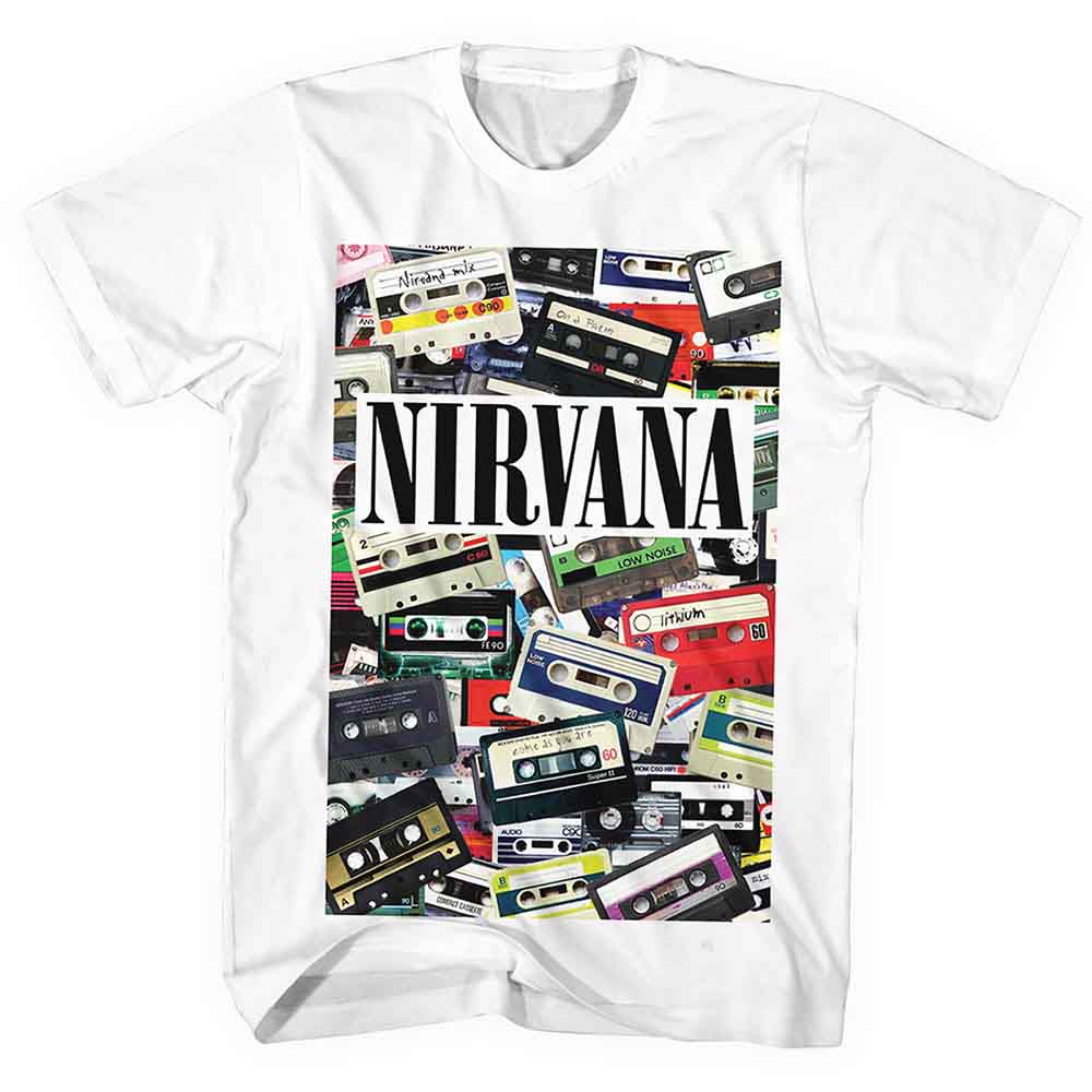 Nirvana Unisex T-Shirt: Cassettes (White)