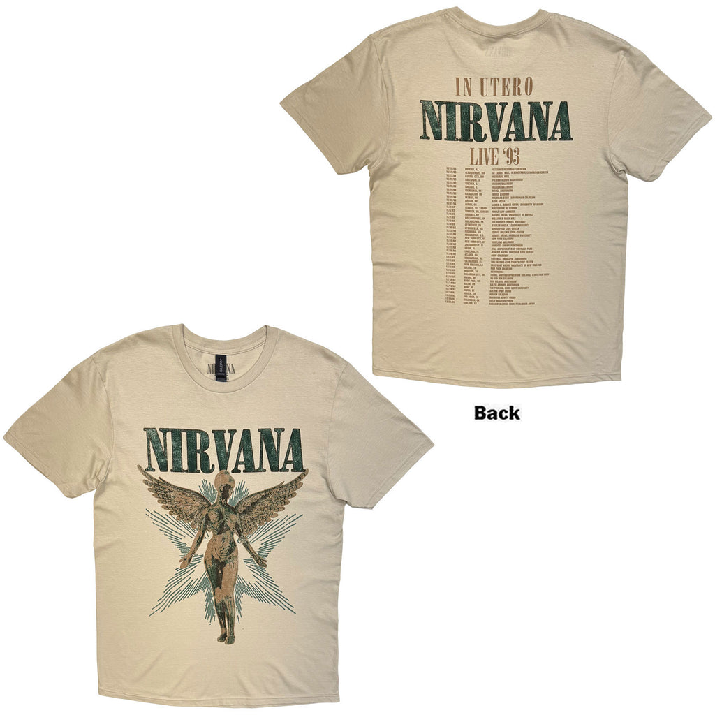 Nirvana Unisex T-Shirt: Angel Vintage (Sand) (Back Print)