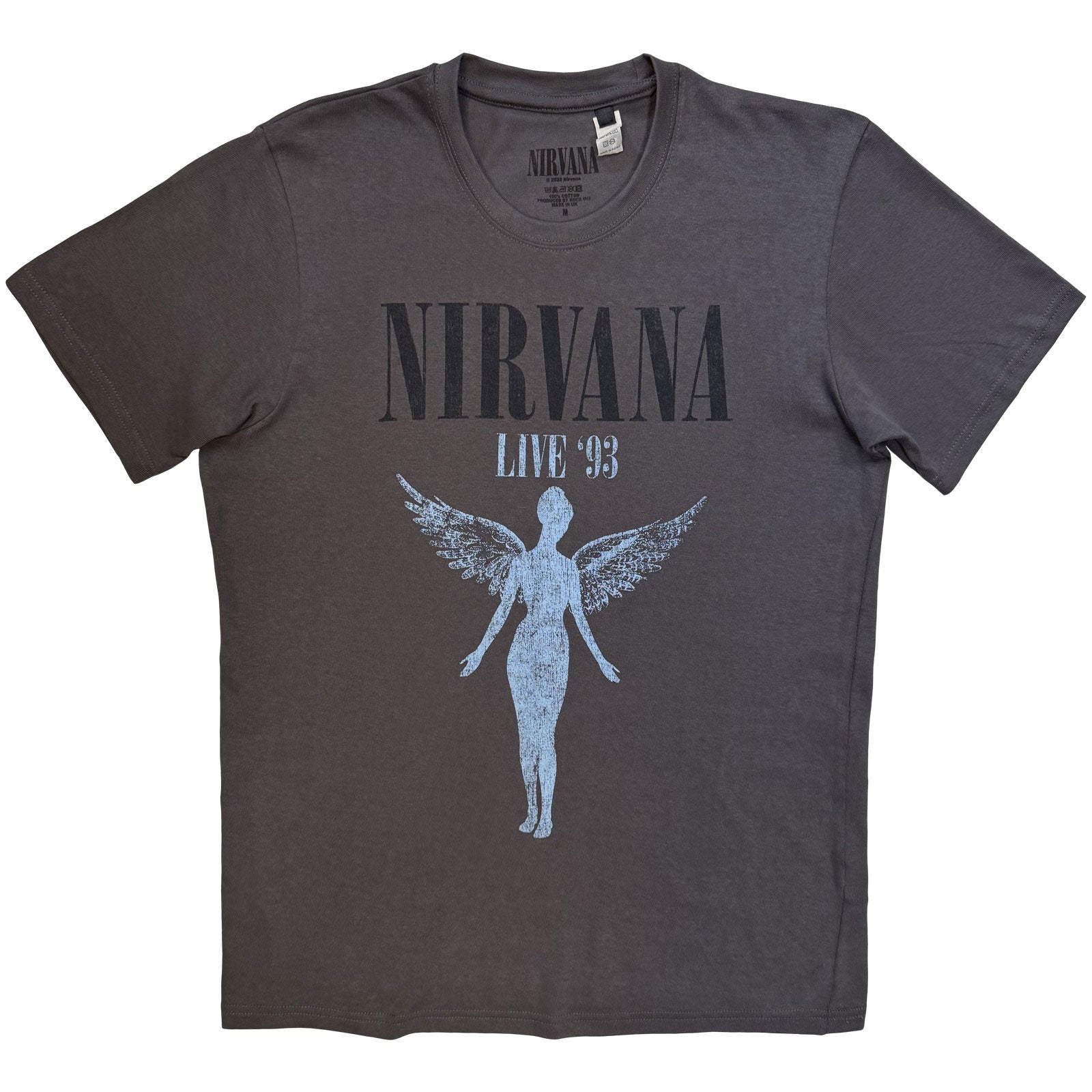 Nirvana Unisex T-Shirt: Live '93 Angel (Charcoal Grey)