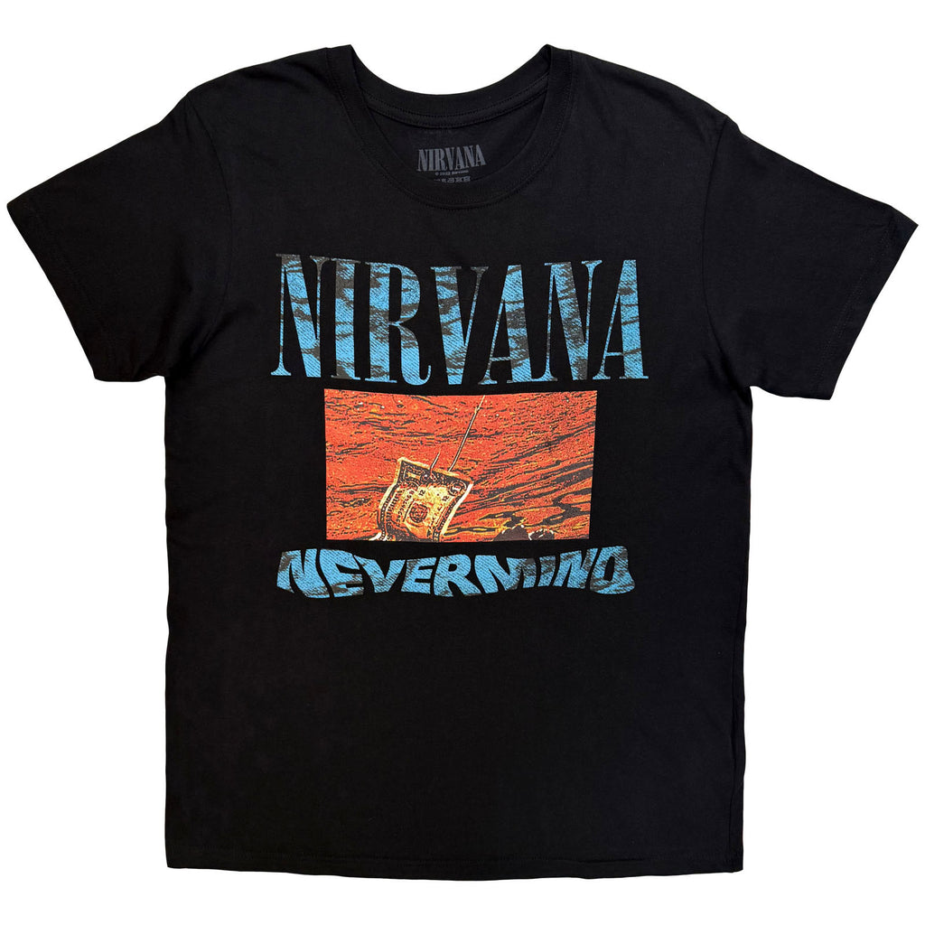 Nirvana Unisex T-Shirt: Waves (Black) (Back Print)