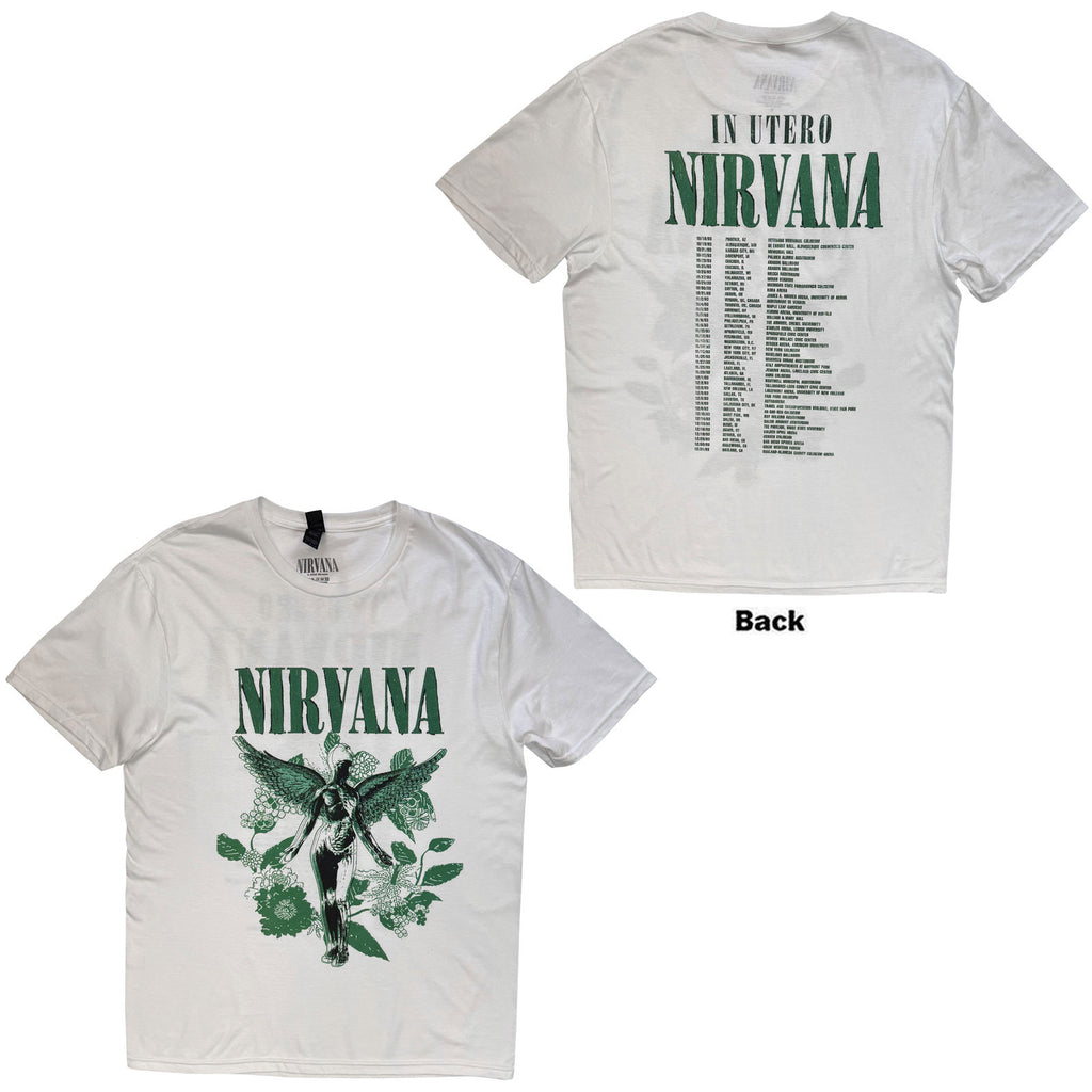 Nirvana Unisex T-Shirt: In Utero Green (White) (Back Print)