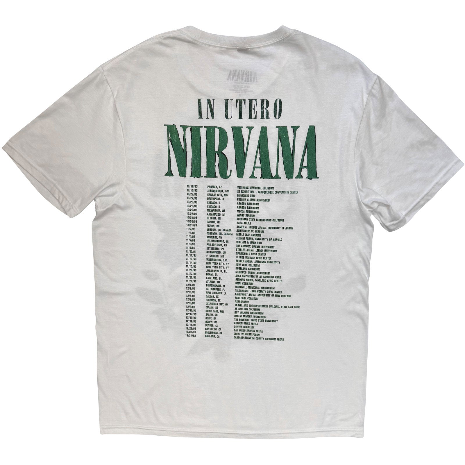 Nirvana Unisex T-Shirt: In Utero Green (White) (Back Print)