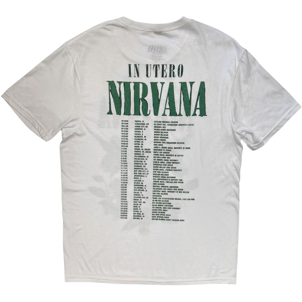 Nirvana Unisex T-Shirt: In Utero Green (White) (Back Print)