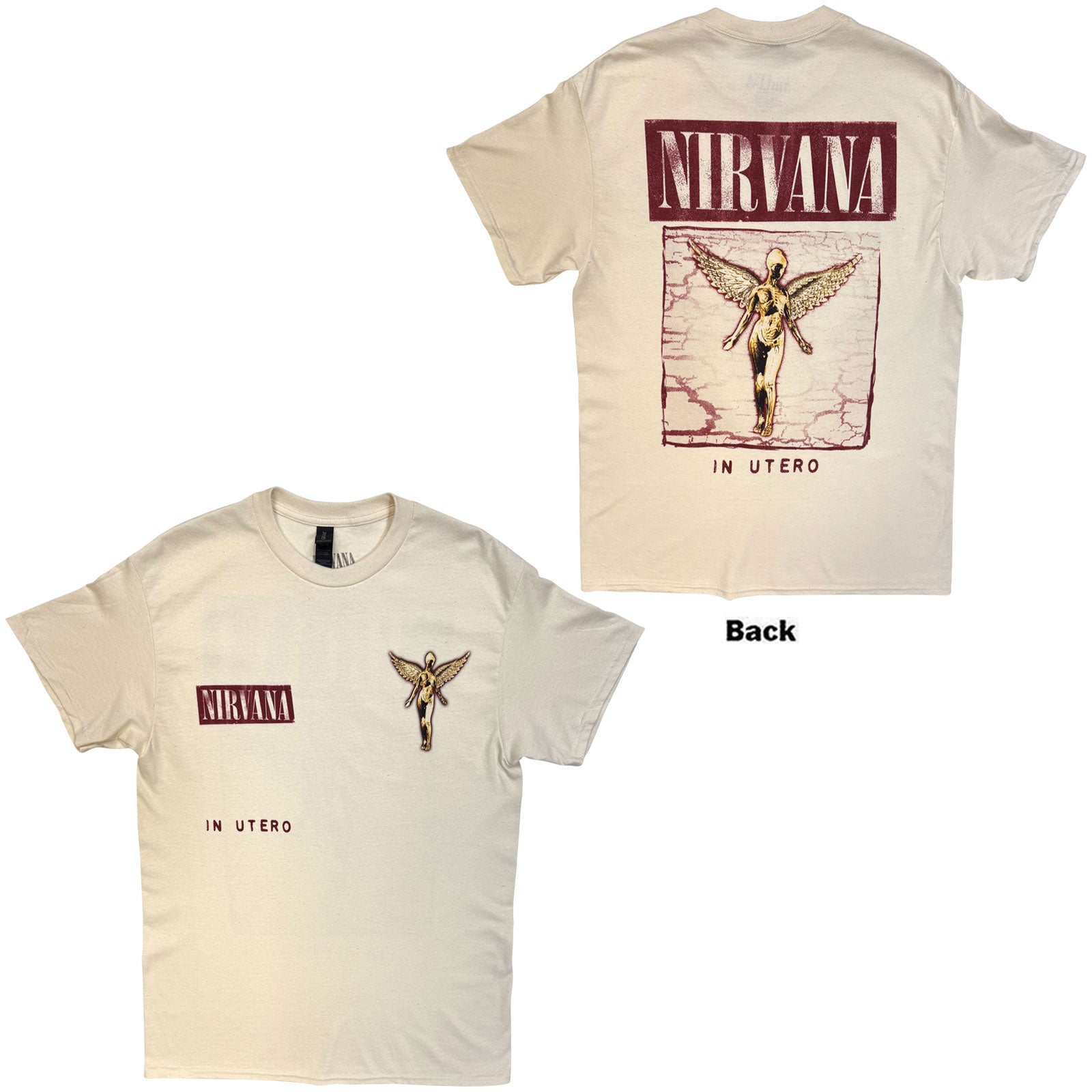 Nirvana Unisex T-Shirt: In Utero Cover (Natural) (Back Print)