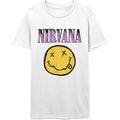 Nirvana Unisex T-Shirt: Xerox Happy Face Pink (White)
