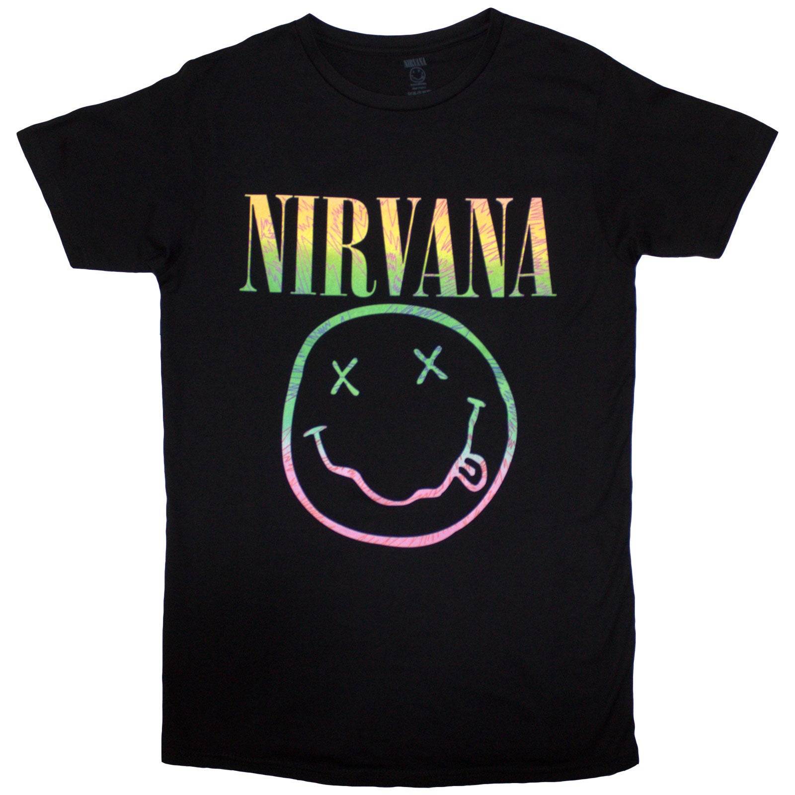 Nirvana Ladies T-Shirt: Sorbet Ray Happy Face (Black)