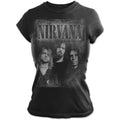 Nirvana Ladies T-Shirt: Faded Faces (Black)