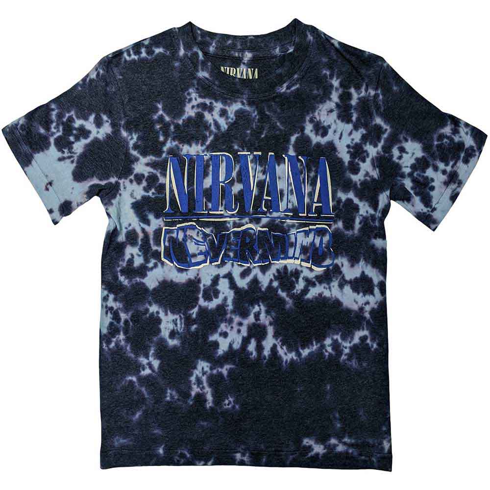 Nirvana Unisex T-Shirt: Nevermind Wavy Logo (Purple) (Wash Collection)