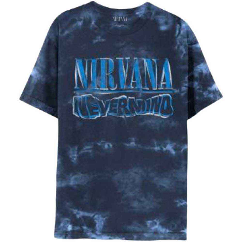 Nirvana Unisex T-Shirt: Nevermind Wavy Logo (Purple) (Wash Collection)