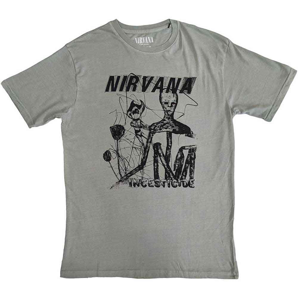 Nirvana Unisex T-Shirt: Incesticide Stacked Logo (Green) (Back Print)