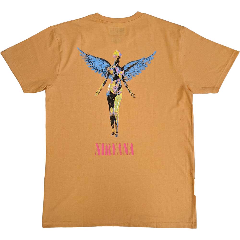 Nirvana Unisex T-Shirt: In Utero Angel (Orange) (Back Print)
