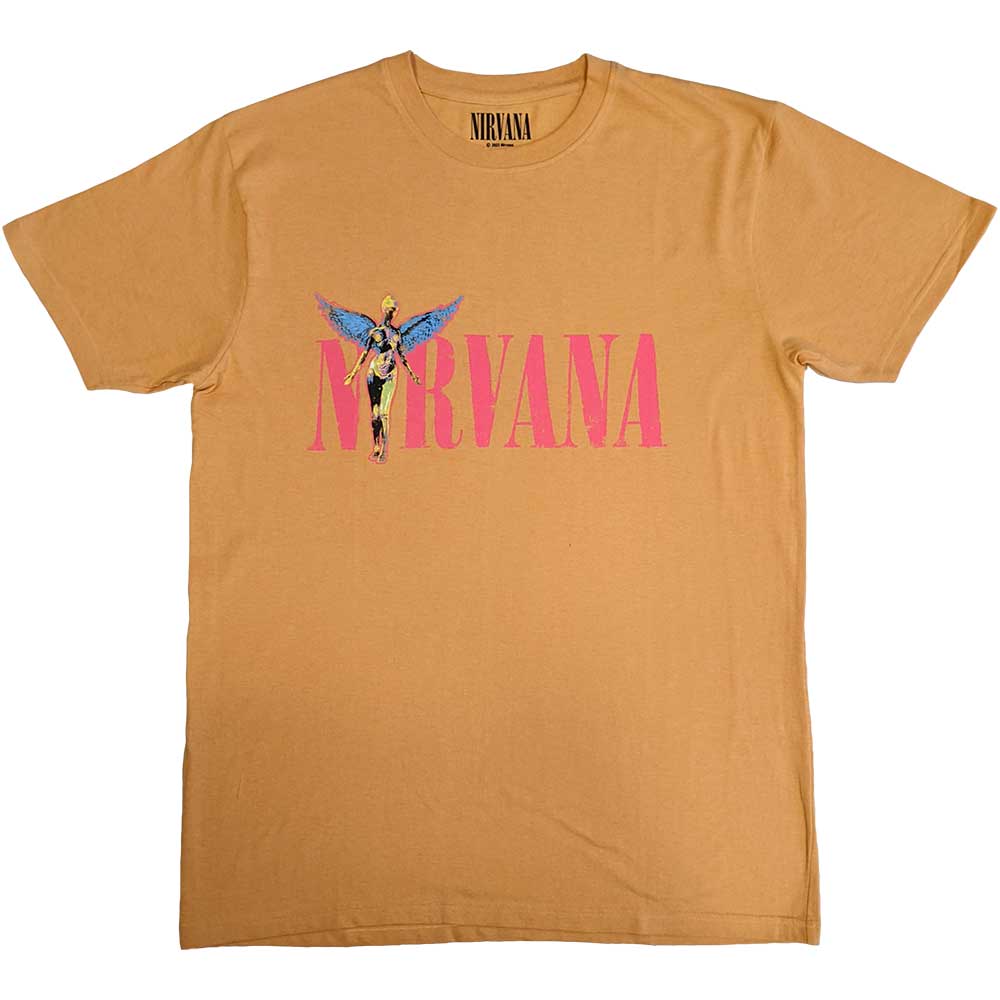 Nirvana Unisex T-Shirt: In Utero Angel (Orange) (Back Print)