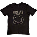 Nirvana Unisex T-Shirt: Black Happy Face (Black) (Hi-Build)