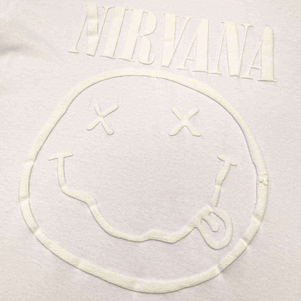 Nirvana Unisex T-Shirt: White Happy Face (White) (Hi-Build)