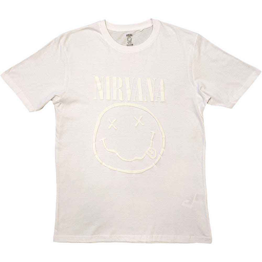 Nirvana Unisex T-Shirt: White Happy Face (White) (Hi-Build)