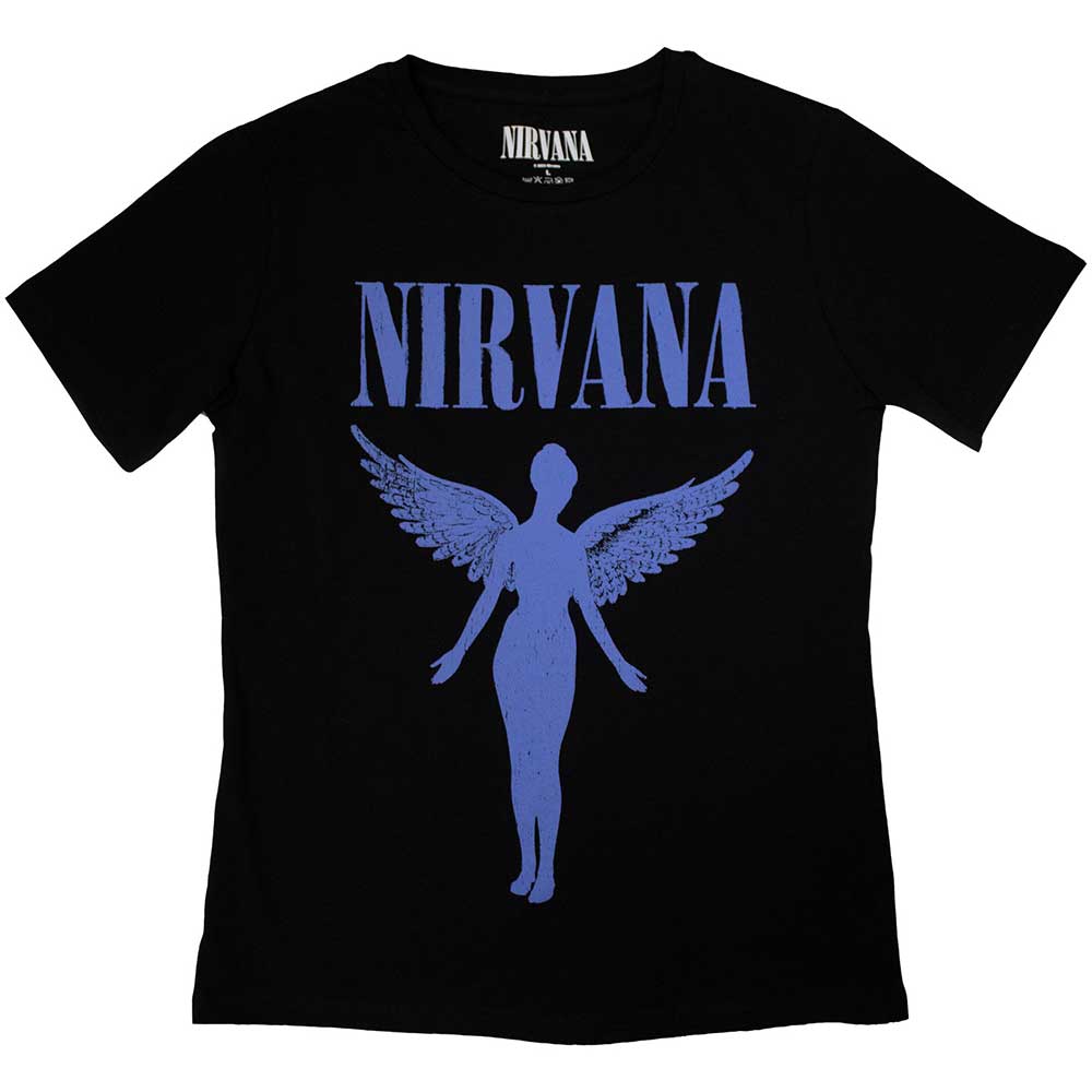 Nirvana Ladies T-Shirt: Angelic Blue Mono (Black)