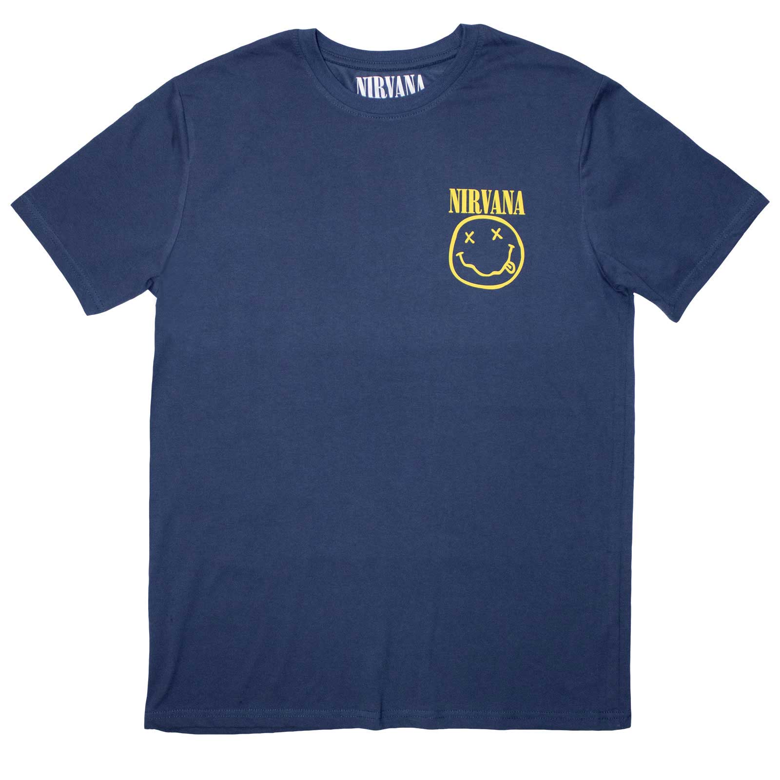 Nirvana Unisex T-Shirt: Mini Happy Face (Denim Blue)