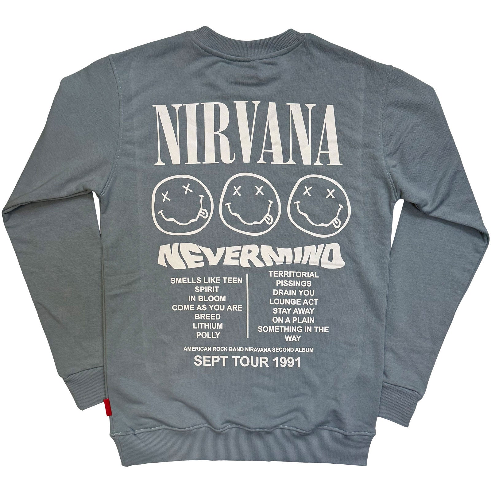 Nirvana Unisex Unplugged Sweatshirt: Nevermind Tour 1991 (Blue) (Back Print)