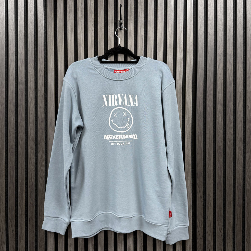 Nirvana Unisex Unplugged Sweatshirt: Nevermind Tour 1991 (Blue) (Back Print)