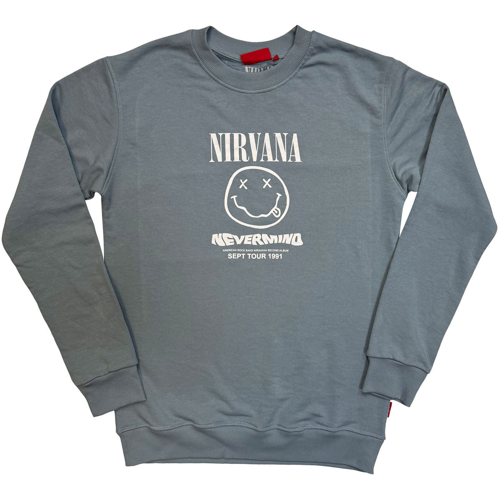 Nirvana Unisex Unplugged Sweatshirt: Nevermind Tour 1991 (Blue) (Back Print)