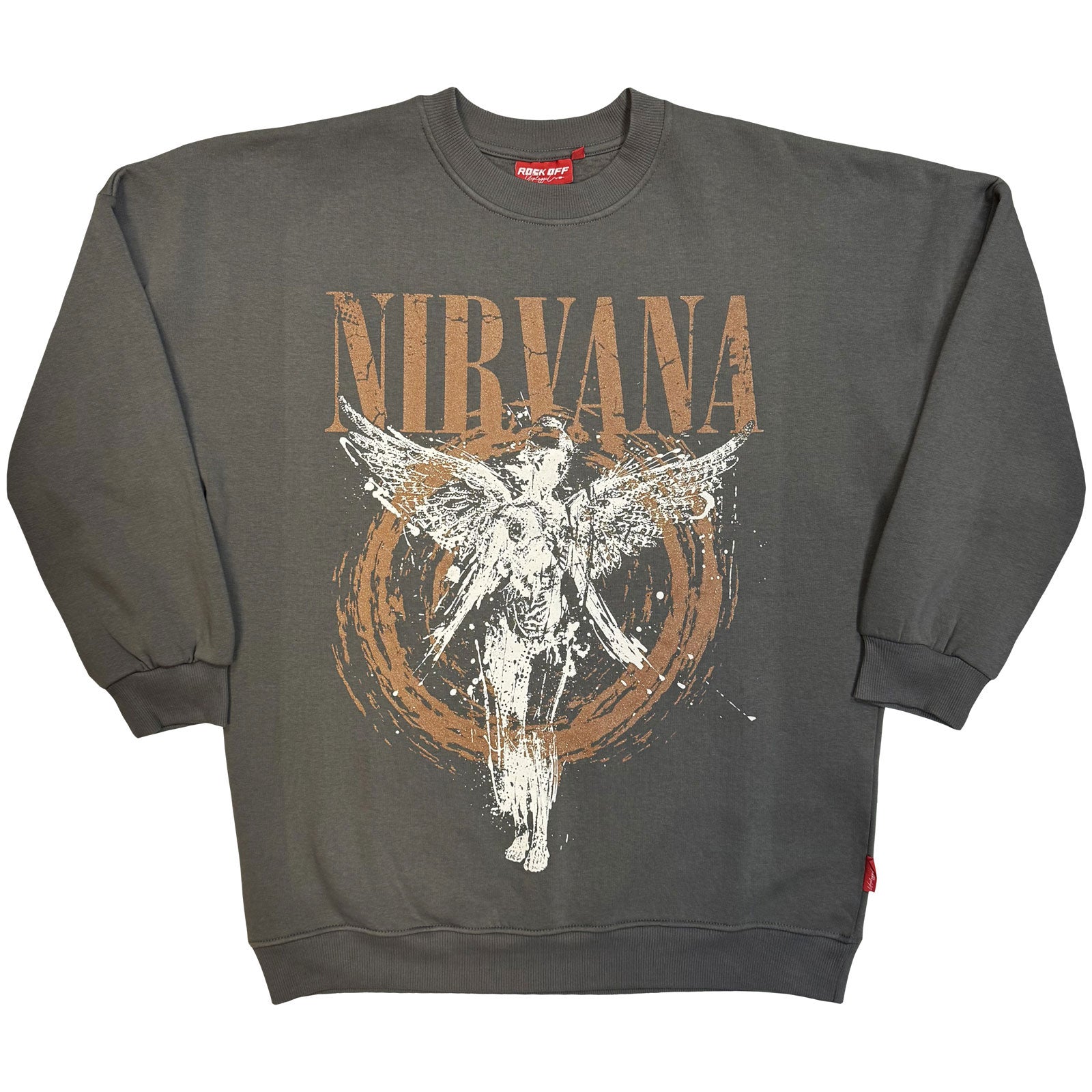 Nirvana Ladies Unplugged Sweatshirt: In Utero Angel Circle (Grey)
