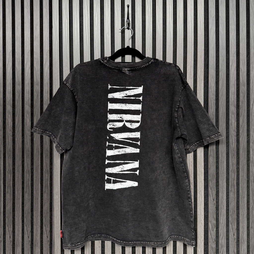 Nirvana Unisex Unplugged T-Shirt: In Utero Angel Wash (Black) (Back Print)