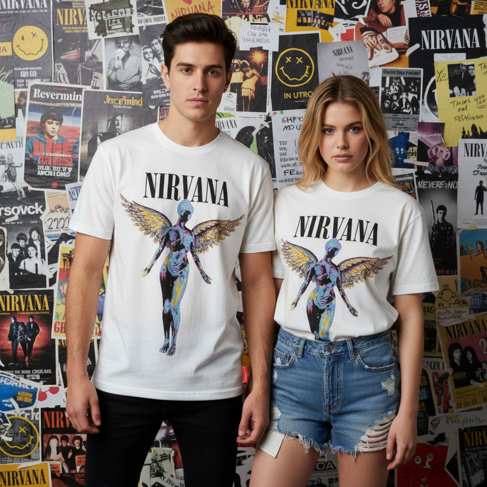 Nirvana Ladies Unplugged T-Shirt: In Utero Angel (Natural)