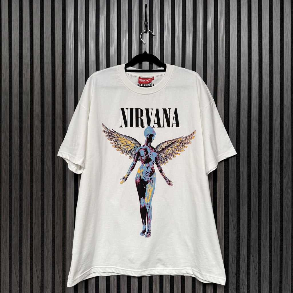 Nirvana Ladies Unplugged T-Shirt: In Utero Angel (Natural)