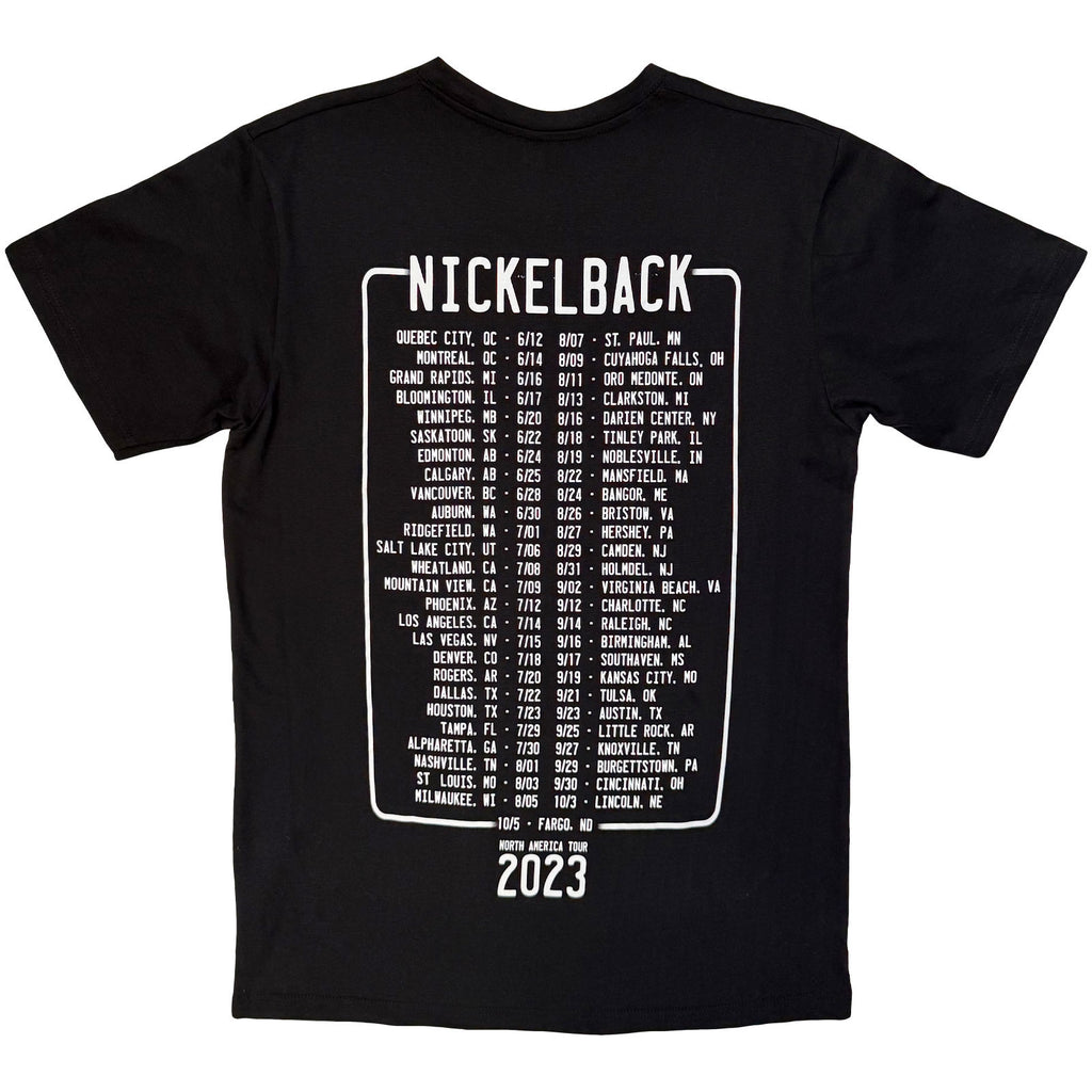 Nickelback Unisex Premium Carbon T-Shirt: Get Rollin' Tour (Black) (Back Print)