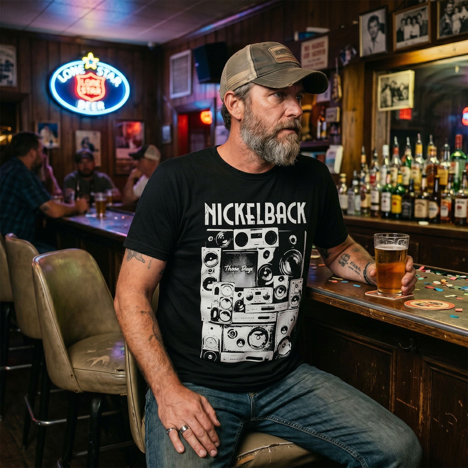 Nickelback Unisex Premium Carbon T-Shirt: Wall Speakers (Black)