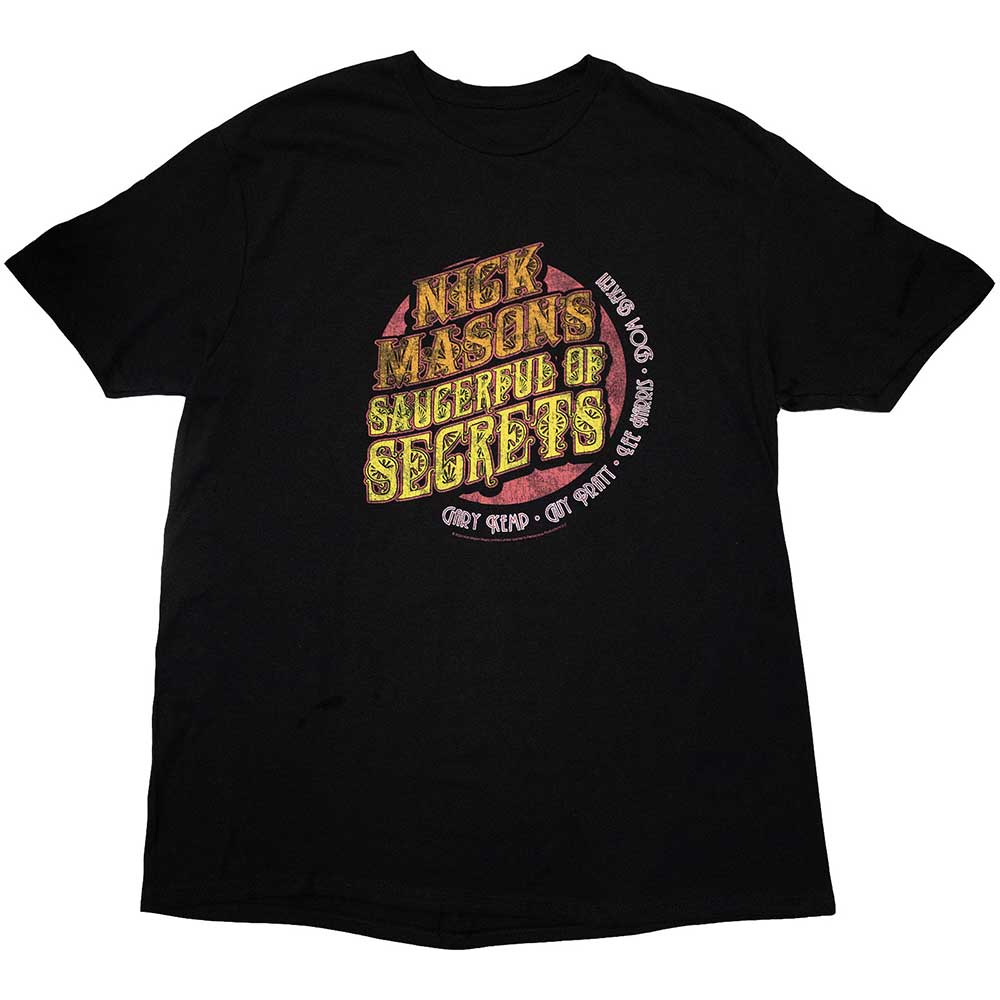 Nick Mason's Saucerful of Secrets Unisex T-Shirt: Europe Tour 2023 (Black) (Back Print & Ex-Tour)