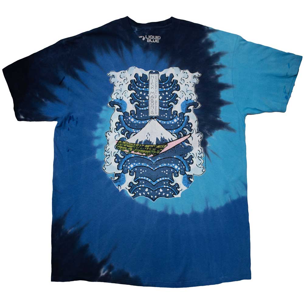 Nick Mason's Saucerful of Secrets Unisex T-Shirt: Hokusai Wave Dip Dye (Blue) (Ex-Tour)