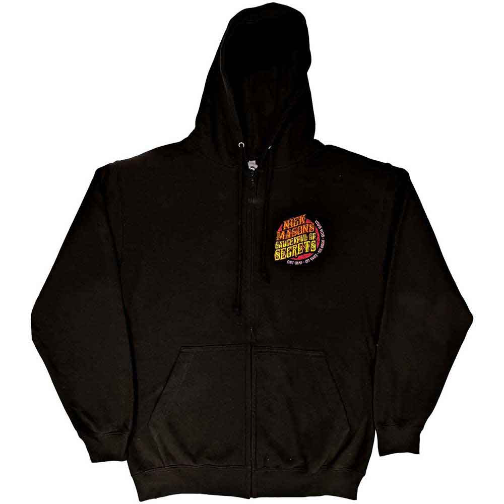 Nick Mason's Saucerful of Secrets Unisex Zipped Hoodie: Logo (Black) (Back Print & Ex-Tour)