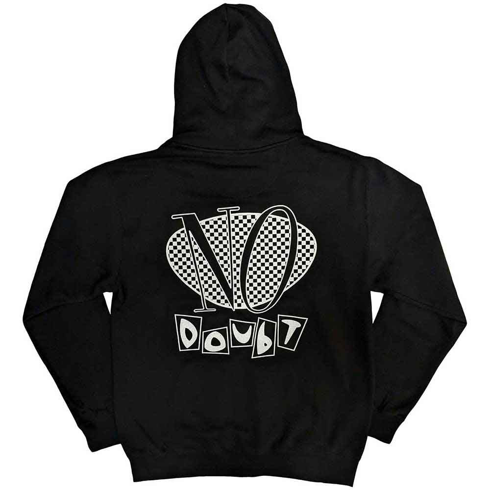 No Doubt Unisex Zipped Hoodie: Checker Logo (Black) (Back Print)