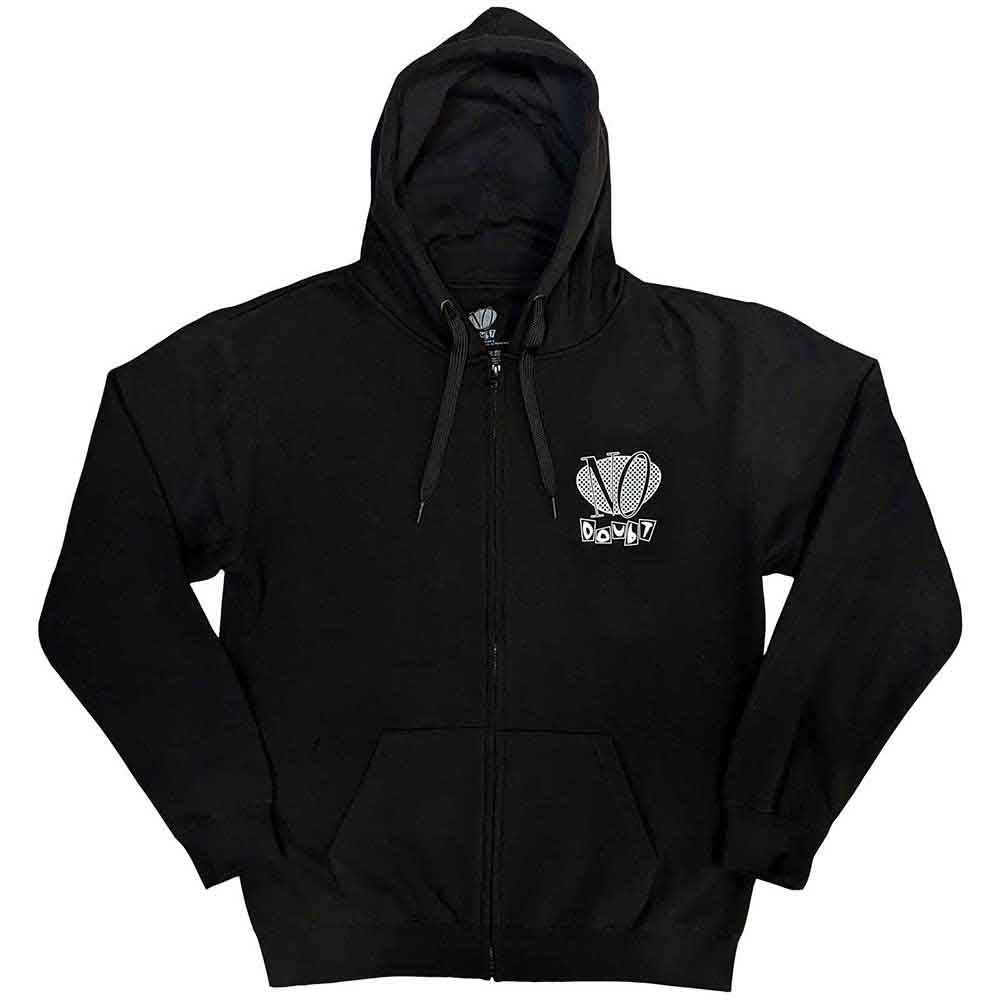 No Doubt Unisex Zipped Hoodie: Checker Logo (Black) (Back Print)