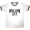 New York City Unisex Ringer T-Shirt: Text Logo (White)