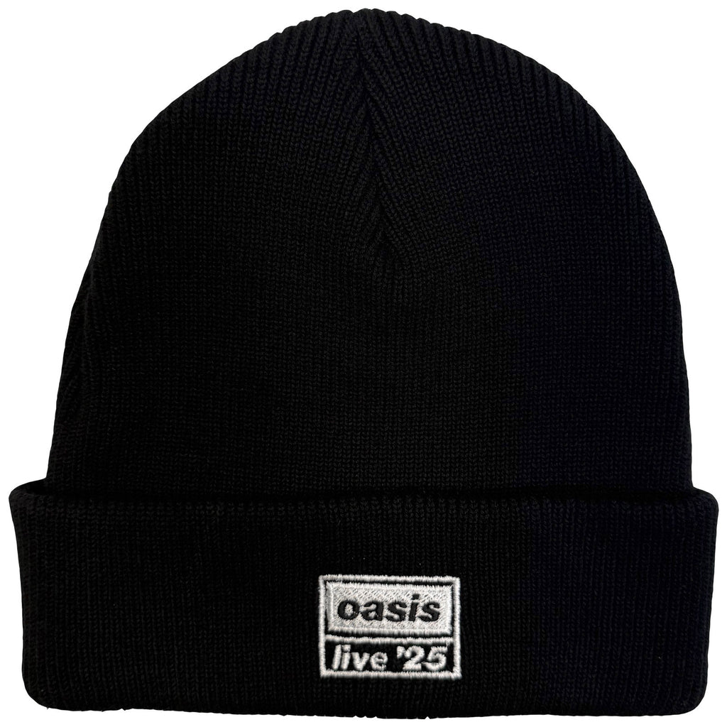Oasis Unisex Beanie Hat: Live '25 (Black) (Back Print)