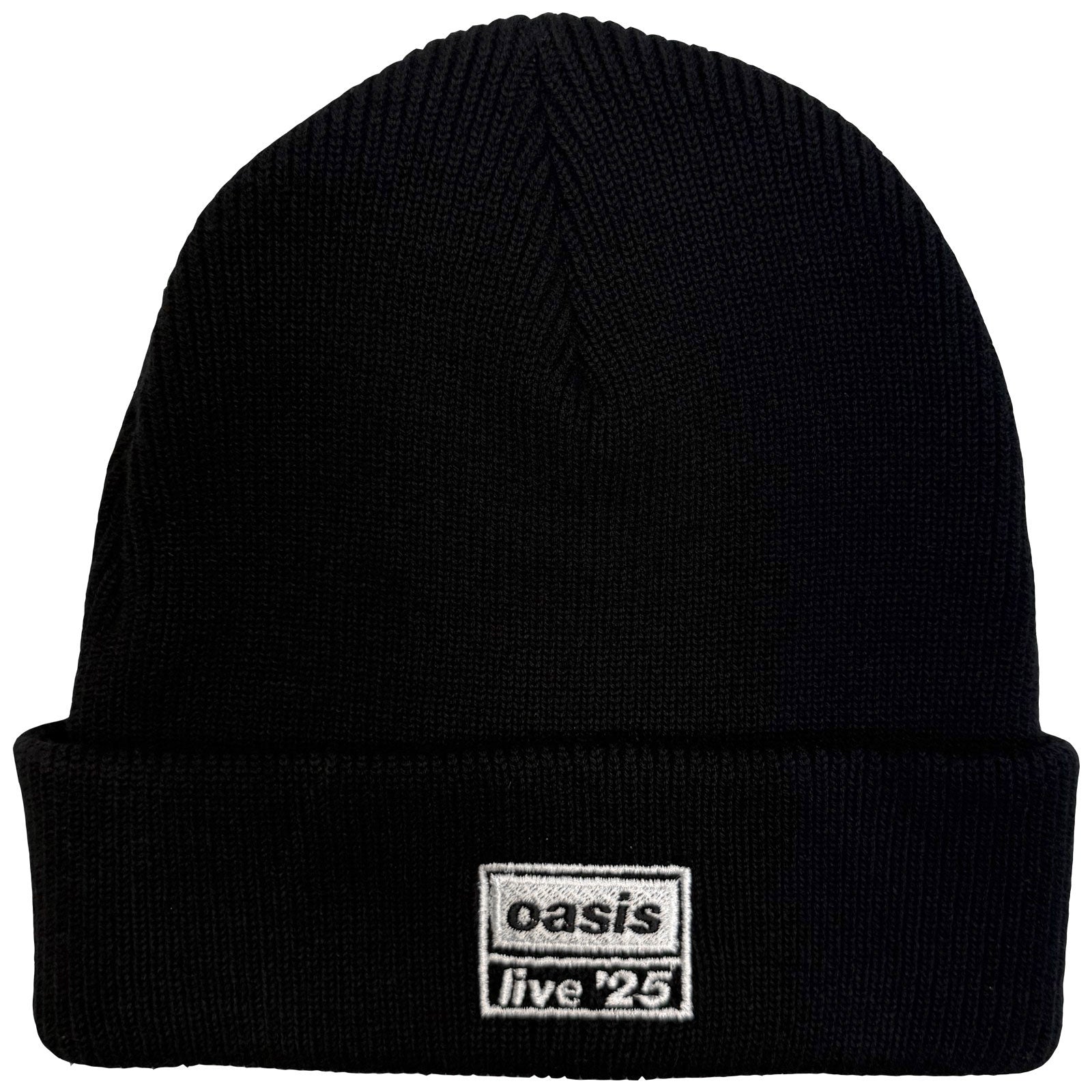 Oasis Unisex Beanie Hat: Live '25 (Black) (Back Print)