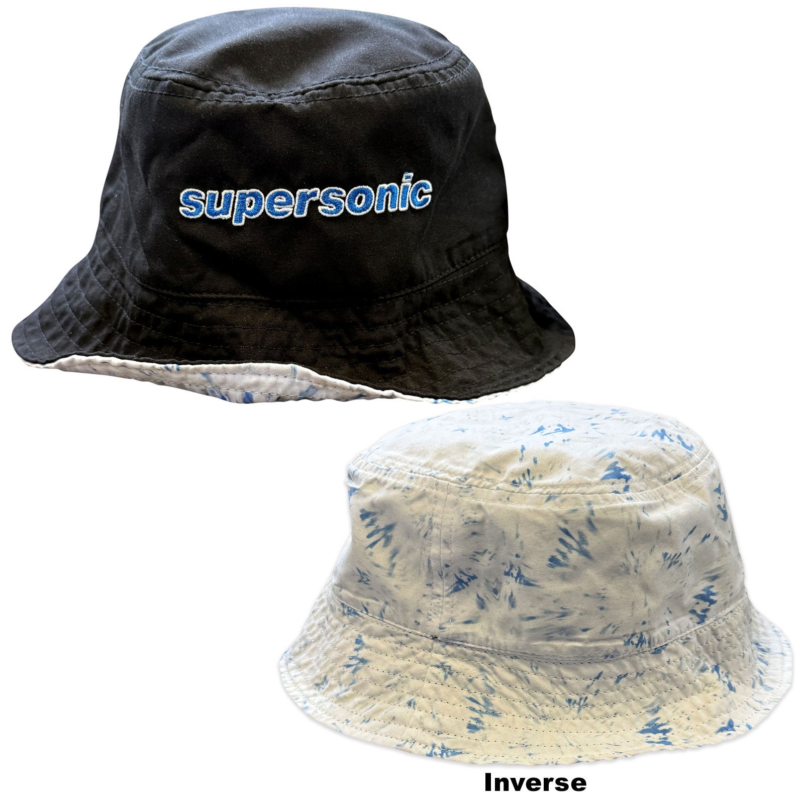Oasis Unisex Bucket Hat: Supersonic / Tie Dye Reversible (Black) (Ex-Tour)
